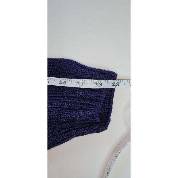 Vintage L.L. Bean Blue Chunky Knit Turtleneck Sweater Size L - Picture 6 of 7